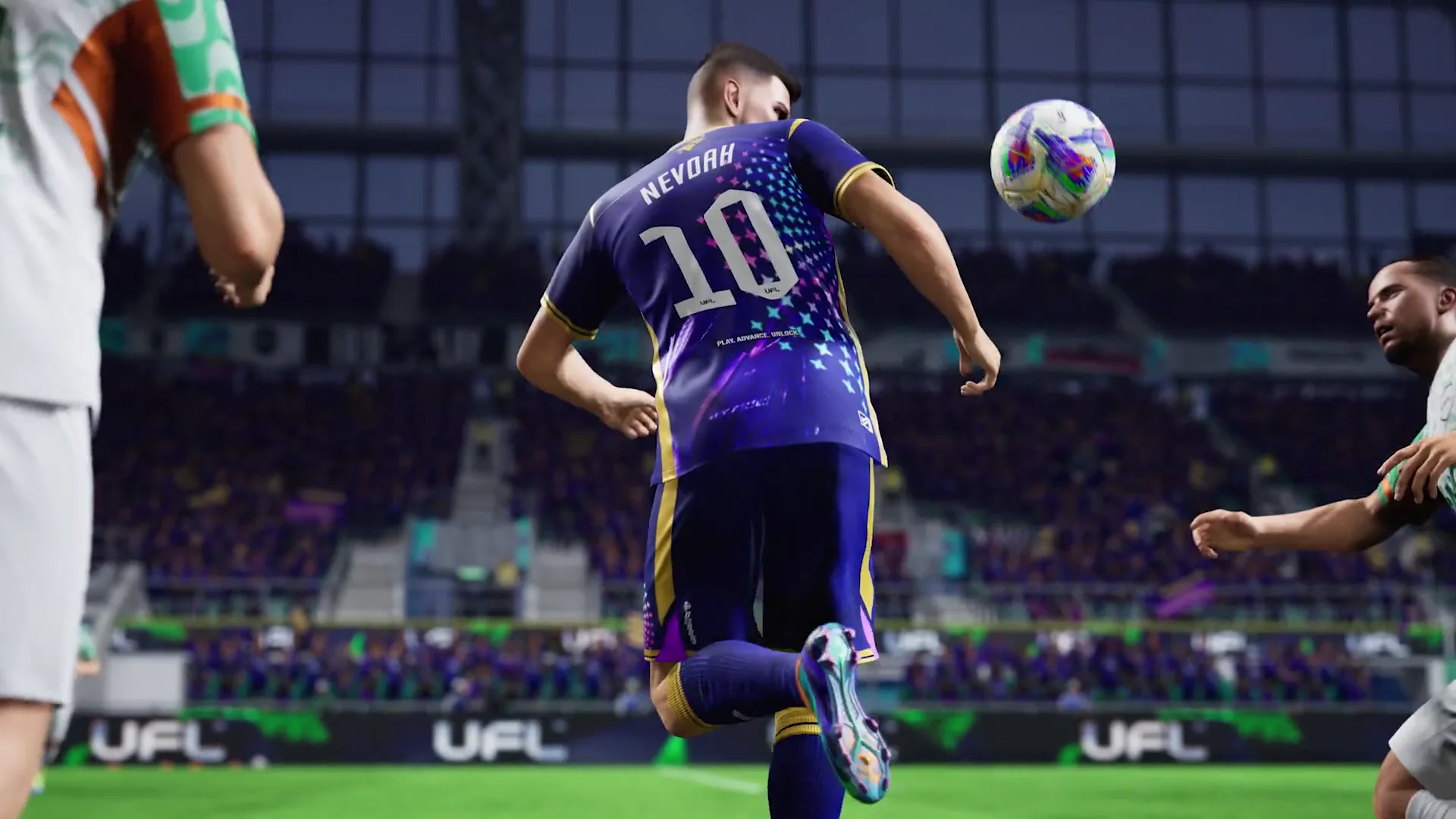 UFL Continental Team Pass trailer – footballer chasing the ball under stadium floodlights
